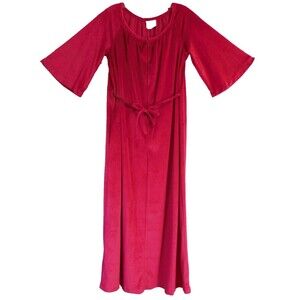 Holly Gloria Moret of California House Dress Vintage PINK! Velour 1/2 Zip Medium